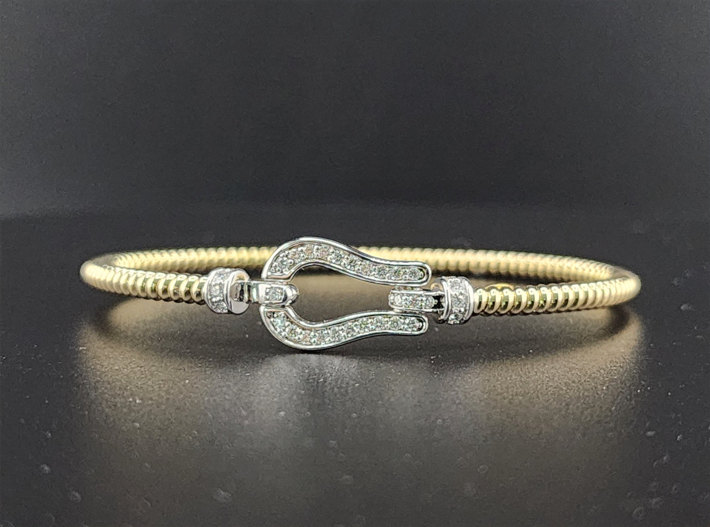 Two-Tone Diamond Buckle Bangle