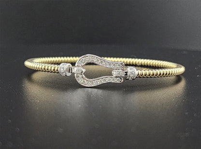 Two-Tone Diamond Buckle Bangle