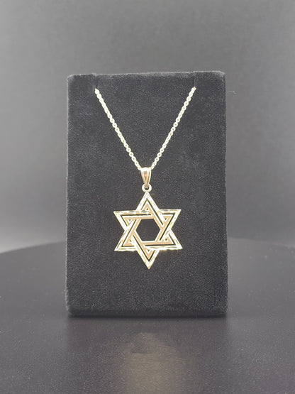 14k Gold Double Star of David Necklace