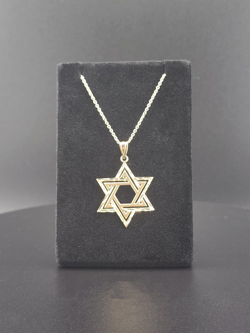 14k Gold Double Star of David Necklace