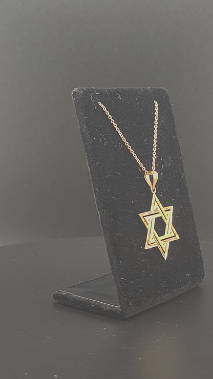 14k Gold Double Star of David Necklace