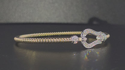 Two-Tone Diamond Buckle Bangle